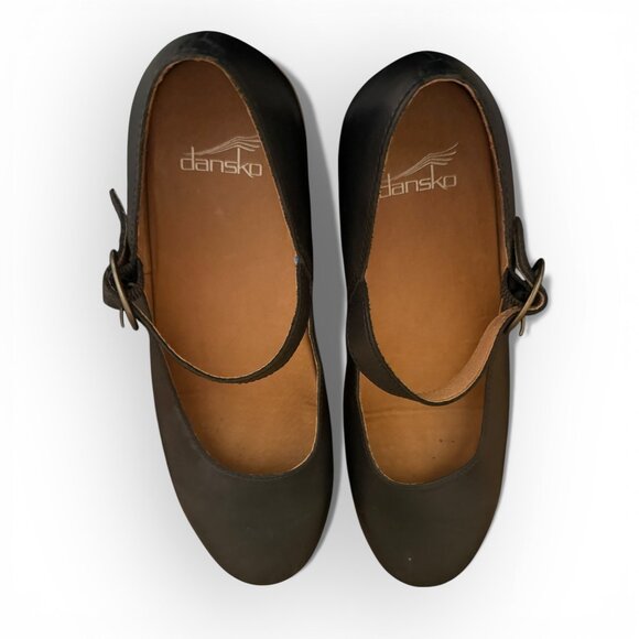 Dansko LILAH Mary Janes Black Oiled Pull Up Used Womens Shoes Size 39 Euro 8 US - Picture 14 of 16